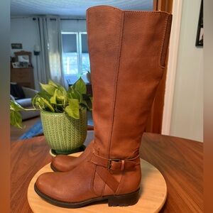 Franco Sarto Brown Leather Riding Boots Sz 7.5